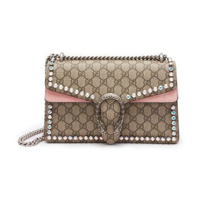 Gucci
Pink Dionysus Shoulder Bag in GG Supreme Coated Canvas with Gunmetal Hardware, 2015