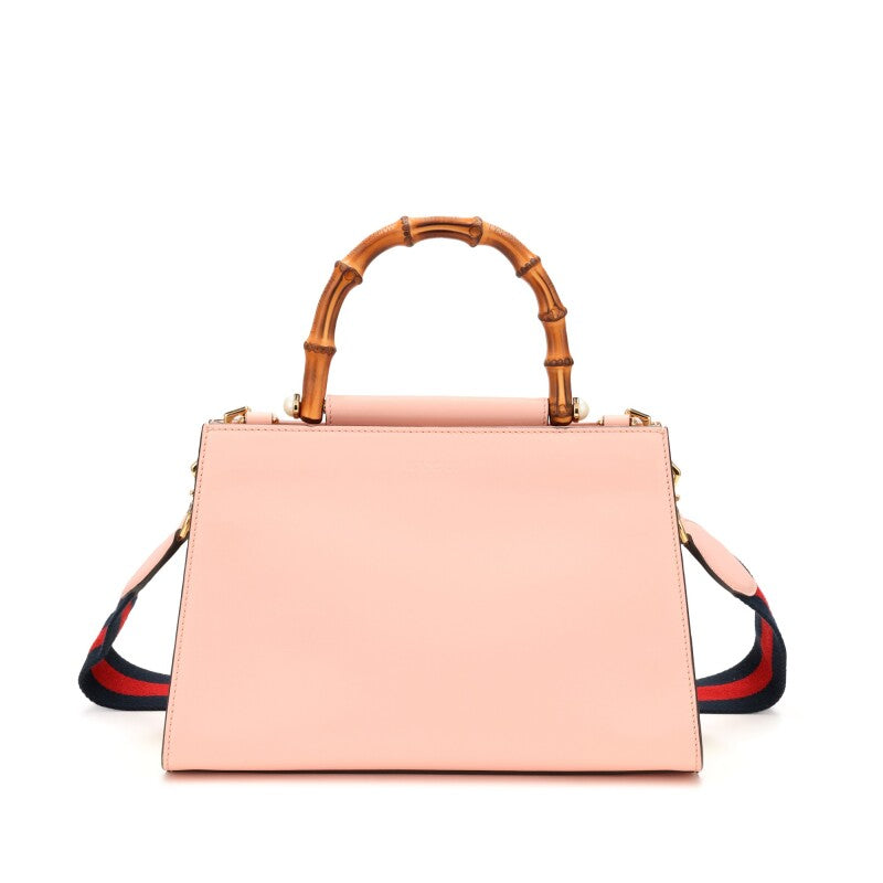 Gucci
Pink and White Calfskin Small Nymphaea Top Handle Bag Gold Hardware